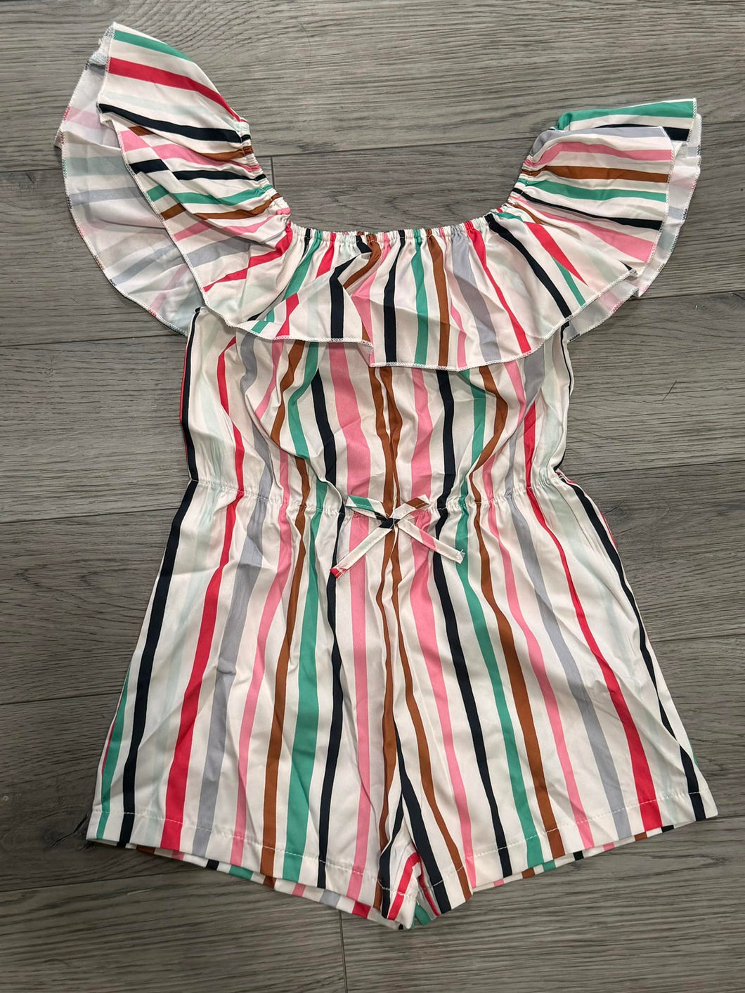 20- Girls Silk Stripe Romper