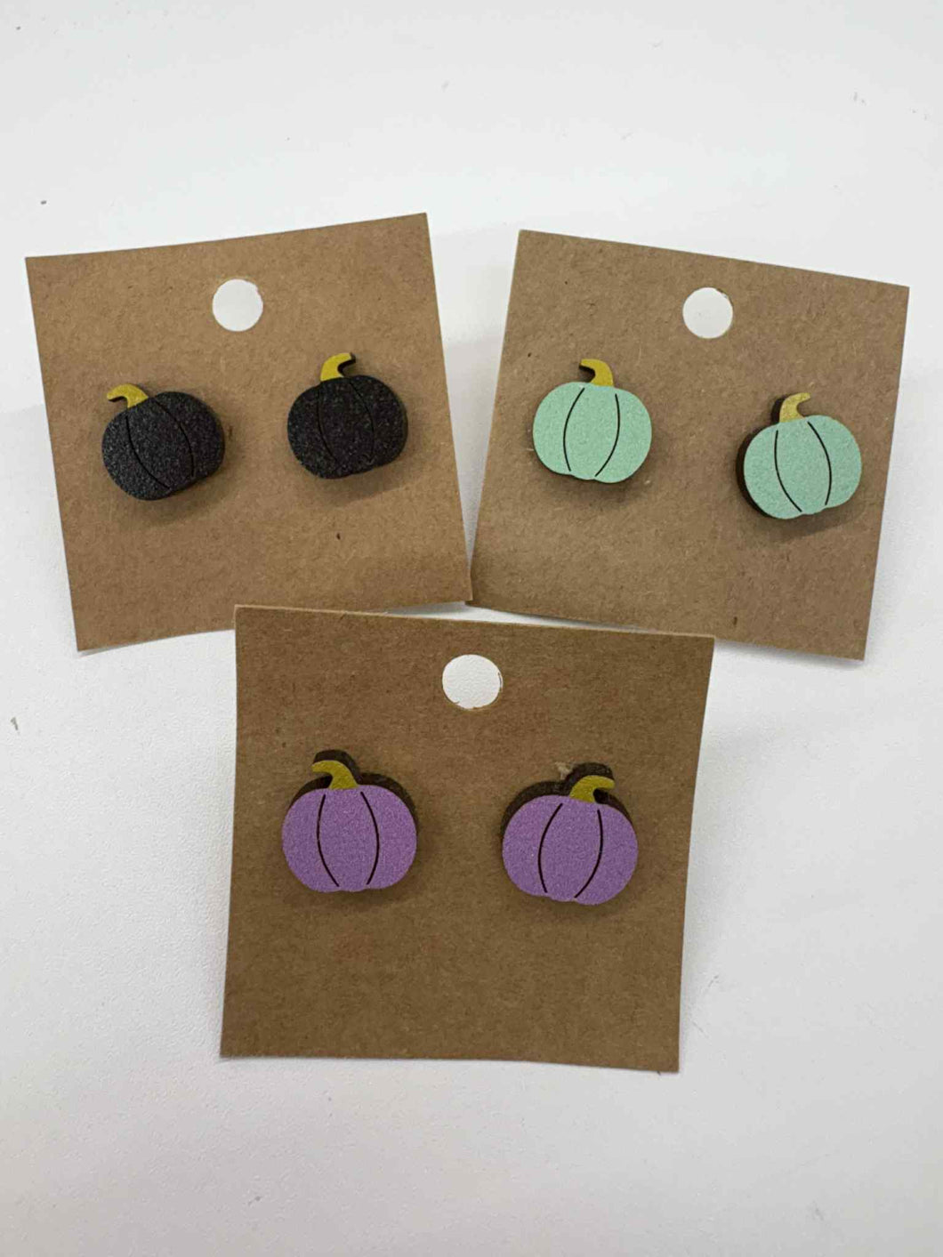 Wooden Pumpkin Earrings- Small