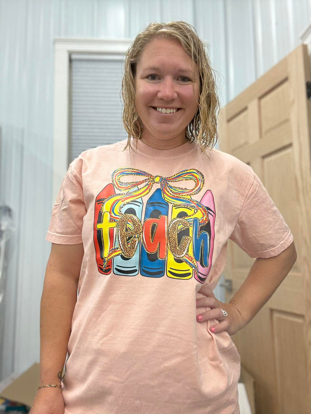 Teacher Crayon Graphic Tee-PRE-ORDER